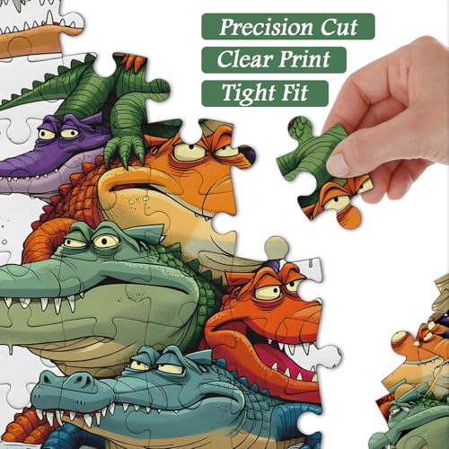 Crocodile Family Puzzles for Adults 1000 Pieces, Funny Cute Animal Jigsaw Puzzles, Challenging Crocodiles Art Puzzle as Home Wall Decor miniatura 4