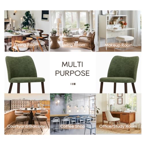 Image of MALOL Dining Chairs Set of 6, Upholstered Leather Kitchen Chairs with Curved Back, Padded Seat and Solid Wood Legs, Modern Dining Chair for Kitchen Dining Room, Blue