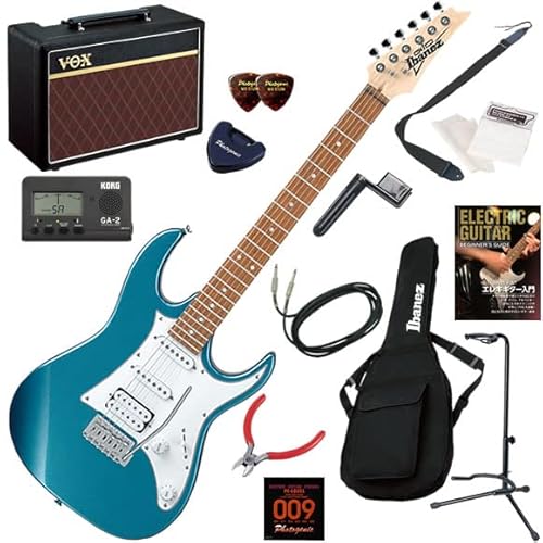 アイバニーズ エレキギター初心者入門 GIOシリーズ VOX Pathfinder10が入った本格14点セット GRX40/Metallic Light Blue