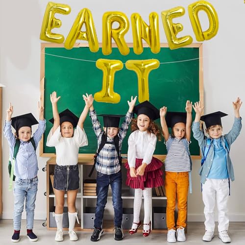 Image of TONIFUL Gold Earned It Graduation Balloon Banner 2026 Nurse Graduations Decorations,2026 Nursing Balloons Gold Earned It Nursing Balloons for Class of 2026 RN Grad Party Supplies