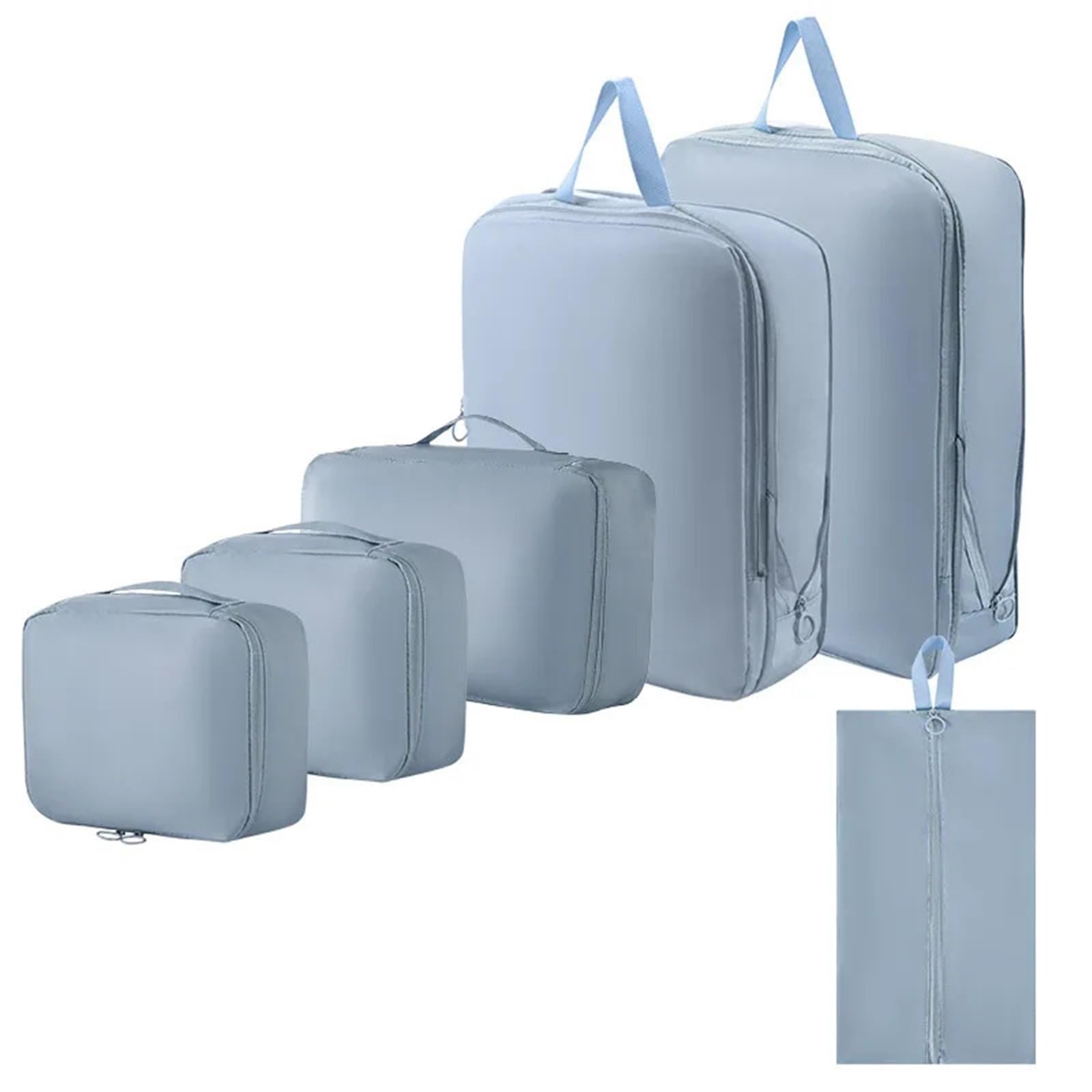 Compressed Packing Cubes Travel Bags For Shoes Socks Underwear Bras Make-up Storge Portable Organizer Supplies for Suitcases(Blue 6 pcs)