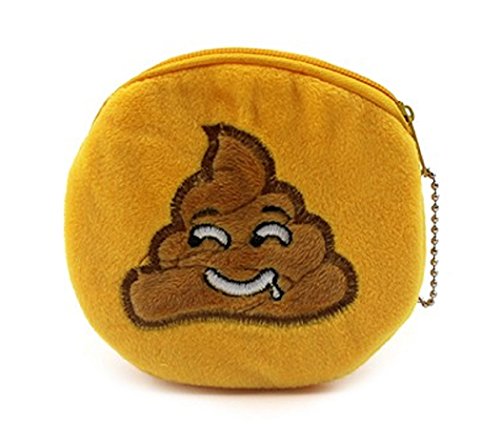 Preisvergleich Produktbild Flauschiger Münzbeutel (Geldbeutel / Portemonnaie / Geldbörse) mit witzigen Emoticons, Emojis (Emotionen) und Smilies (auch als Schlüsseletui / Schlüsseltasche verwendbar) (Gelb (Kackhaufen 3))