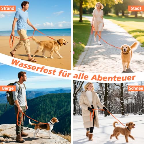 X XBEN Wasserdicht Schleppleine für Hunde,3M 5M 10M 15M 20M 30M Gummierte Schleppleine mit Abschließbarer Karabine,Wasserfest Hundeleine Laufleine für Große bis Kleine Hunde,Robuste Trainingsleine