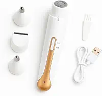 Depilador Elétrico Feminino 4 em 1 Recarregável Sem Fio – Removedor de Pelos Portátil com Aparador Facial, Corporal, Sobrancelha e Nasal – Cabeças Removíveis, USB