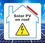 18 Solar Panel PV on roof Stickers, Price per Pack of 18 Stickers. Self Adhesive Labels. Label Size 100mm x 100mm