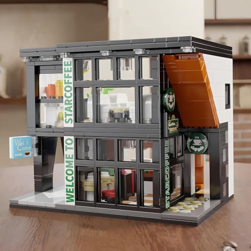 Image of SKY LINE OCEAN Coffee Shop Building Block Set, 581+ PCS City Street View Architecture Model Toy, Creative Construction Kit, Birthday Gift for Kids, Teens & Adults Ages 6+ | 5 Year Structural Warranty