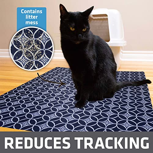 Image of Drymate Cat Litter Box Mat, Litter Trapping Mat, Waterproof, Urine-Proof, Absorbent, Machine Washable, Soft on Paws, Contains Mess, Protects Floors, Kitten Supplies, Indigo, 29x36 XL