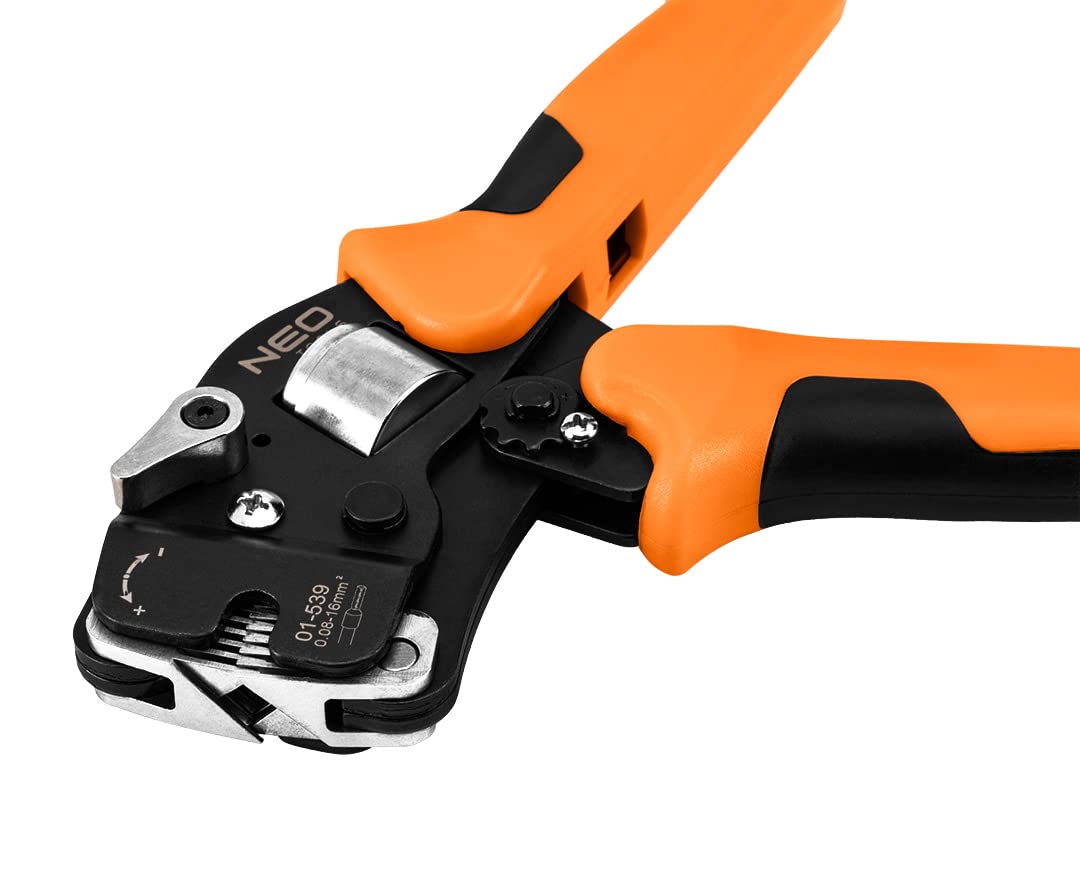 NEO TOOLS Szczypce do zaciskania końcówek tulejkowych - Długość 230 mm - Szczypce zaciskowe samonastawne - Praska - Z wysokiej jakości stali CrV - Zaciskarka do kabli