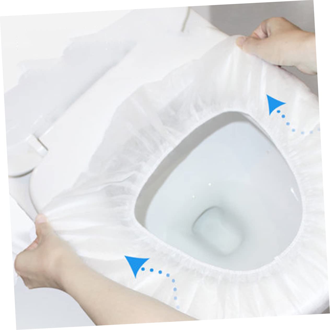Cabilock Large Size Toilet Seat Covers 50pcs Non-Woven Absorbent Pads Seat Liners for Travel/Shopping