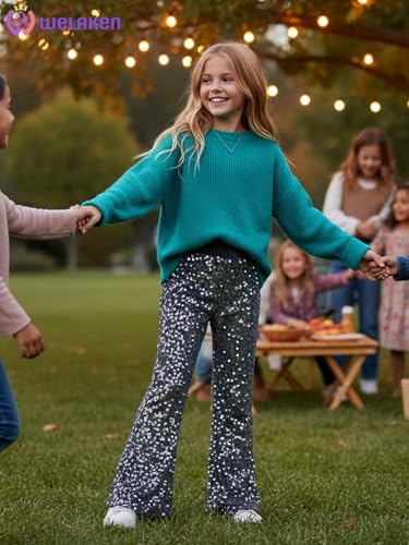 Image of WELAKEN Sequin Casual Pants for Girls with Lining Kids & Little Girl's Sparkling Trousers