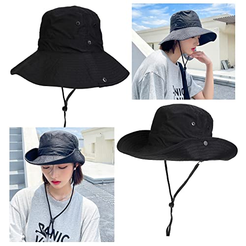 NiceYnn Bucket Foldable Garden Outdoor Safari Hat UPF 50 Wide Brim Summer UV Protection Sun Hats Fishing Walking Hiking Boonie Cap for Men Chin Strap - Image 2