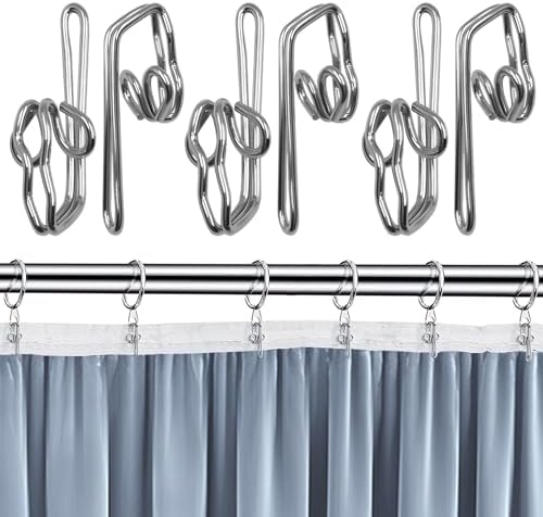 MorningRo 100 Pcs Stainless Steel Pinch Pleat Curtain Hooks Drapery Pins Deep Metal Prong Curtain Hangers For Window Shower Door