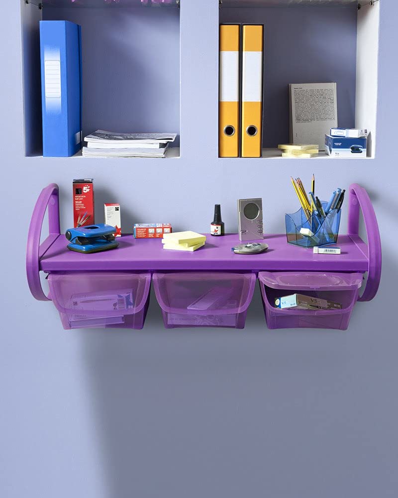 Mensola da Parete per Cameretta Bambini con 3 Cassetti Scorrevoli 81 x 33 x 31 cm Viola
