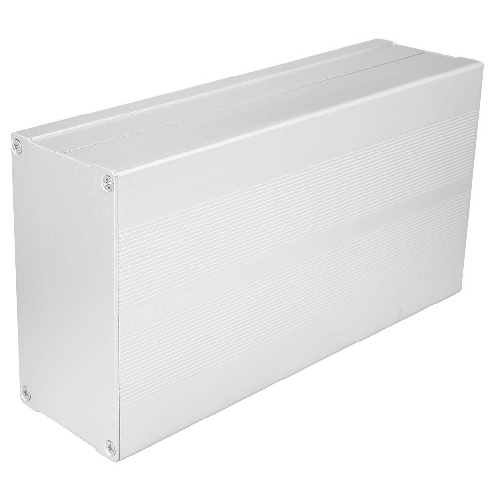 Aluminum DIY Circuit Board Project Cooling Case 55 X 106 X 200mm,Instrument Project Accessories ((Sand silver with flat plate))