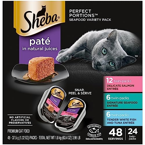 Sheba Perfect Portions Wet Cat Food Pate with Sustainable Salmon, Signature Seafood Entree, and...