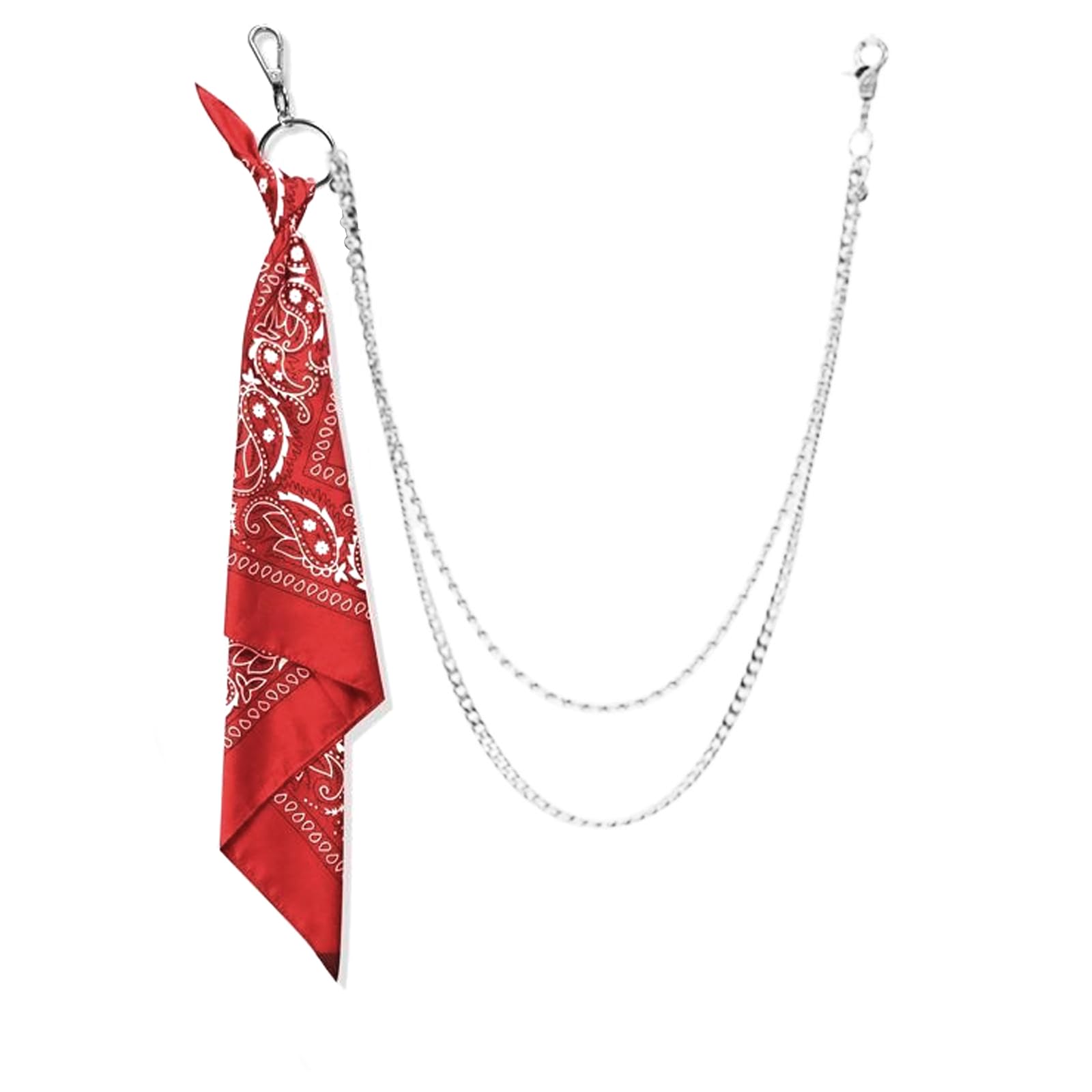 Uqezagpa HipHop Kerchief Pants Chain Flower Bandanas Wallet Chain Ribbon Bikers Headscarf Metal Keychain Bag Pants