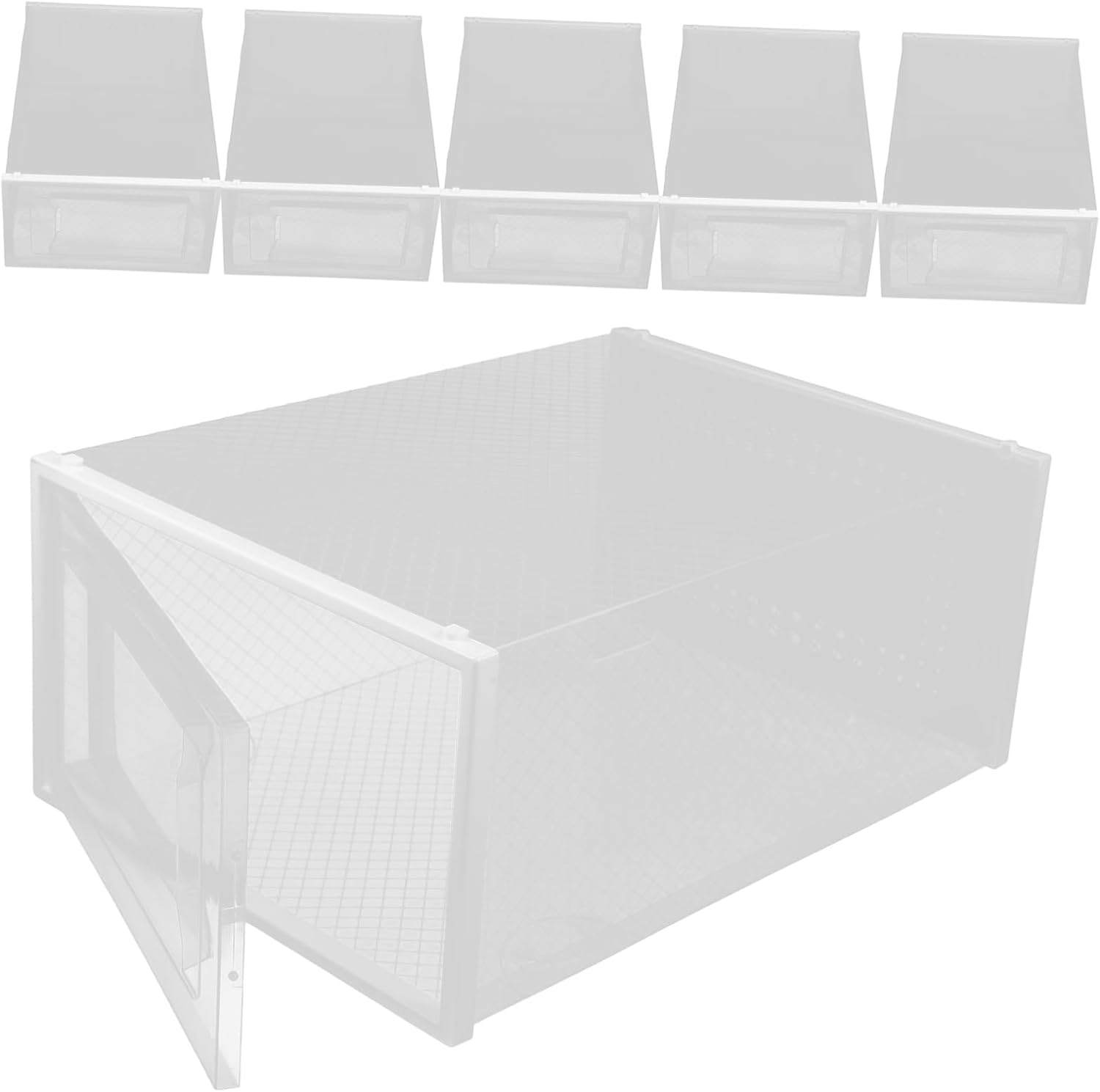 6pcs Shoes Box Stackable Storage Organizer Drawer Type Shoe Cases Home Decor