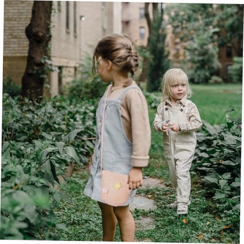 2pcs Boys and Girls Sun Hat and Purse Set Uv Protection Boy Girl Straw Beach Hat Matching Bag for Summer Fun Foldable Design for and Storage Pink4