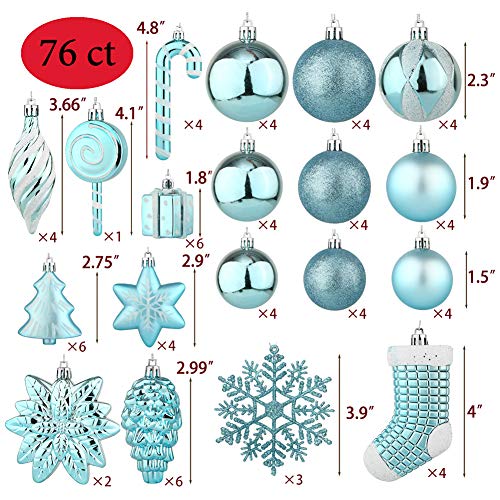 Sattiyrch 76ct Christmas Tree Ornaments Set,Golden Shatterproof Christmas Balls Decorations,Xmas Decorative Hanging Ornaments - Image 4
