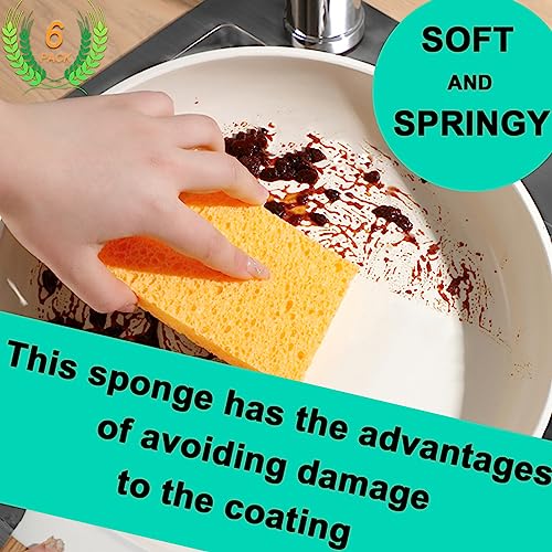 Image of 6-Count Extra Large Compressed Sponges Kitchen for Dishes, Sponges for Cleaning, Biodegradable Cellulose Compressed Sponges for Kitchen, Bathroom, Camper, Backpacker