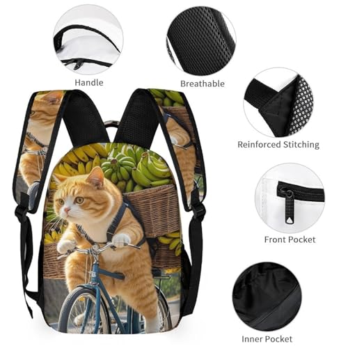 Cats Ride Bikes to Deliver Bananas Backpack Set 3 Piece, Durable Backpack Insulated Lunch Bag Portable Pencil Case for Men Women3
