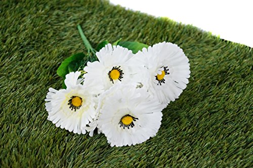 Image of Pindia Artificial Flower Real Touch Daisy Bud Bouquet Flower Bunch For Home Decor, Living Room, Dining Room, Restaurant, Hotel, Wedding Party Decoration Home Floral Arrangement-Bunch Of 7Pc Flower- White
