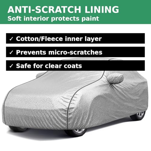Image of Boo-Bee Smart 100% Waterproof Car Body Cover for Vento Cover (All Models) with Mirror Pockets | Triple Stitched, Elastic, Custom Fit, Heat Resistant, Anti-Dust, All-Weather Cover - Silver Series