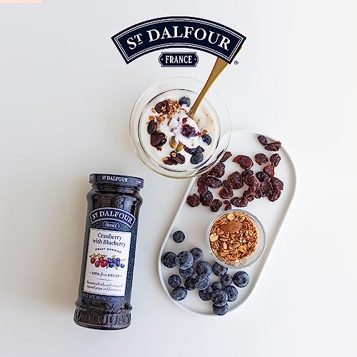 St Dalfour Cranberry with Blueberry Fruit Spread 284 g | No Added Sugar | 100% from Fruit | No Added Preservatives, Colours, Flavors or Sweeteners | No Corn Syrup | Traditional French Recipe