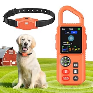 VUMXPE 4-in-1 Wireless Dog Fence System, Electric Fences for Medium Large Dogs, 4 Modes Training Collar with Remote, IPX7 Waterproof, Portable Indoor & Outdoor Safe Pet Containment, Real-Time Display