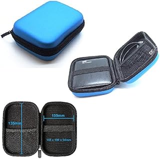REALMAX® HDD Storage Box Case Shockproof Protective Portable External Enclosure Bag Shell with Zipper for 2.5 Inch Anti-Static Hard Disk Drives SSD and My Passport Ultra (Blue)