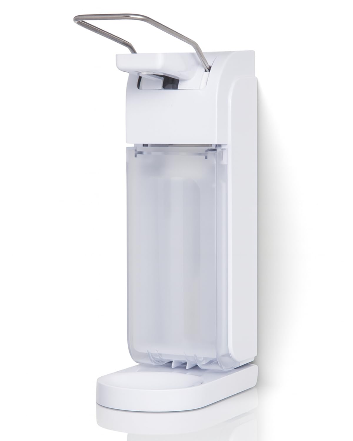 Universal Armhebelspender Desinfektion 1 Liter Weiß | Dosierung 0,6–2,0 ml, 1-Liter-Flasche inkl., Tropfschale & Made in Germany