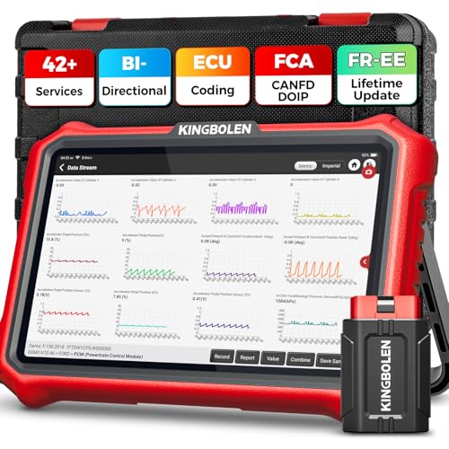 KINGBOLEN K8 PRO Obd2 Diagnosegerät Bluetooth,Alles System Diagnosegerät Auto mit Bi-Direktionale,42+ Dienst Zurücksetzen,ECU-Kodierung,V.A.G-geführte,FCA,CANFD&DOIP,Lebenslanges Kostenloses Update