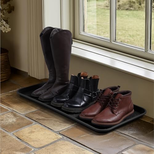 Navaris 3er Set XL Schuhablage Schuhabtropfschale - Schuhmatte Abtropfmatte - Abtropfmatte Schuhe - Schuhtablett Abtropfschale Groß - Schuhwanne - Abtropfschalen Schuh - Schwarz