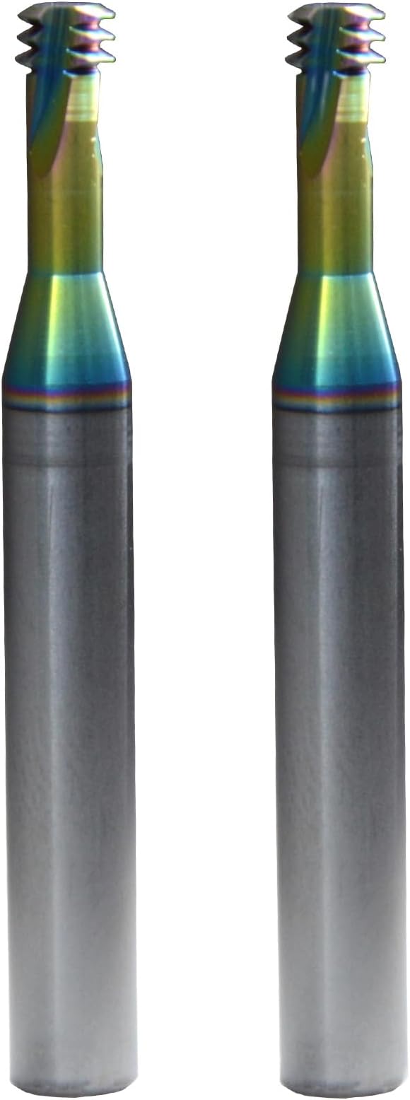 M2.5×0.45 Solid Carbide Thread Milling Cutters Three Tri Form Metric Coated Blind Deep Holemaking Threading Tapping Mills for Aluminum Copper Non-Ferrous Alloys Cast Iron PVC Plastics