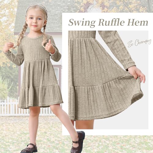Image of Toddler Baby Girl Long Sleeve Dress Girls Knit Sweater Dresses Tiered Kids Swing Holiday Clothes Fall Winter