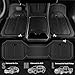 CAR PASS Floor Mats for Cars M-L Size, Heavy Duty Rubber Floor Mats with Trunk Cargo Liner, Universal Trim-to Fit Automotive Floor mats for Truck Van SUV Waterproof All Weather Car Mats Solid Black