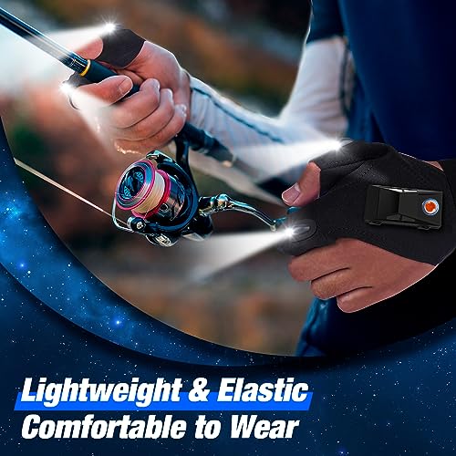 Image of PARIGO LED Flashlight Gloves Gifts for Men Women Christmas Stocking Stuffers for Men Husband Boyfriend Fathers Dad Who Have Everything, Waterproof Lighted Glove Fishing Gift for Birthday Cool Gadgets