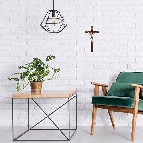 Crucifijo de madera de nogal selecta y Cristo de peltre artesanal de 8" 5