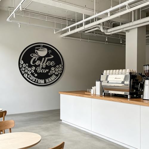 Image of Personalized Coffee Bar Metal Sign, Custom Coffee Signs, Custom Coffee Name Signs for Cafe Station, Coffee Wall Art Decor for Kitchen, Cafe Shop Decor, Cafe Lover Gift