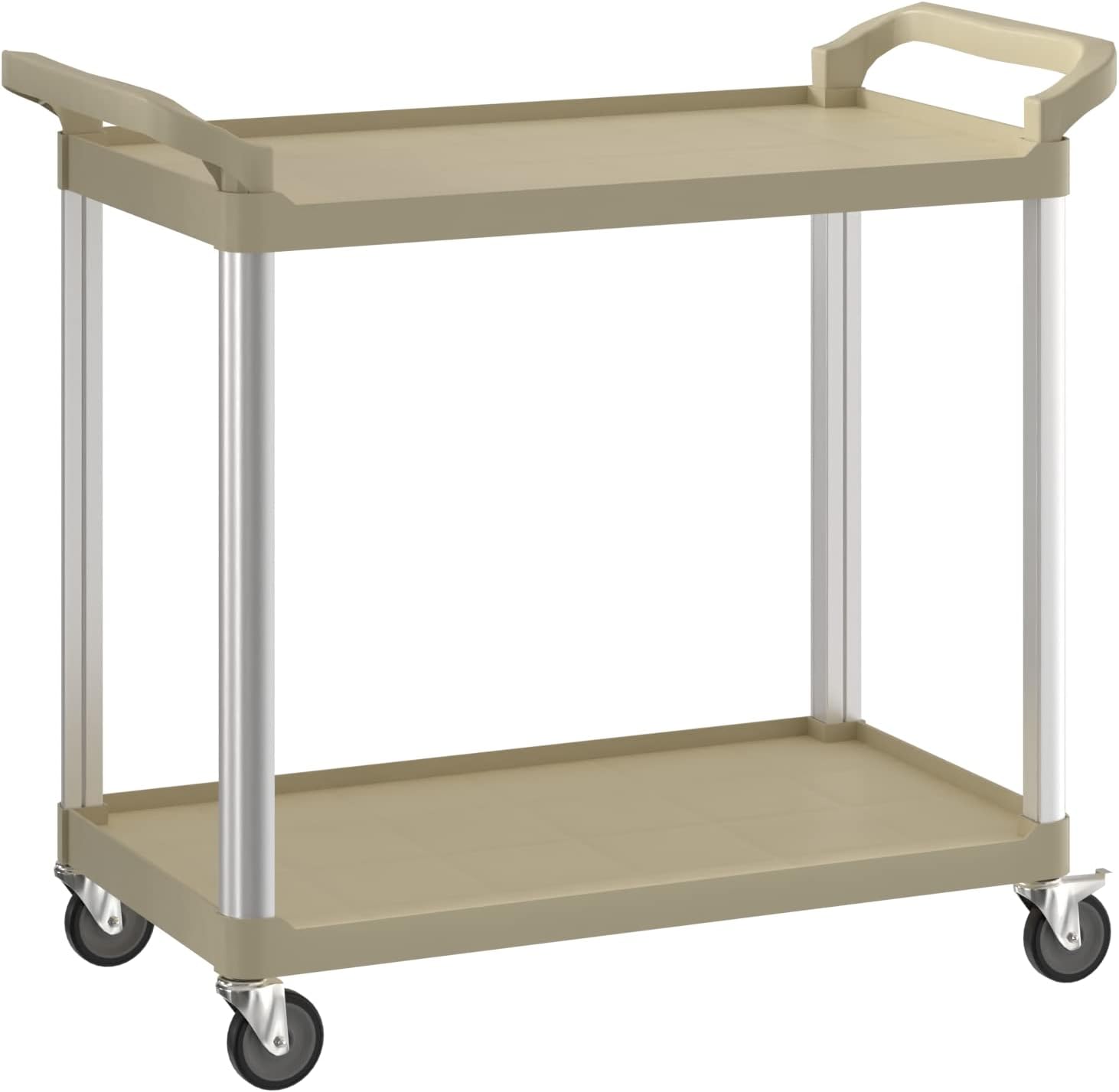 Beige Utility/Bussing Cart with Two Shelves - 42 x 20