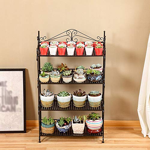 XIU Flower Stand-Flower Rack Iron Art Floorstanding Guardrail Multilayer Living Room Balcony Indoor and Outdoor Green Plant Flower Stand,98 * 60 * 25cm,White