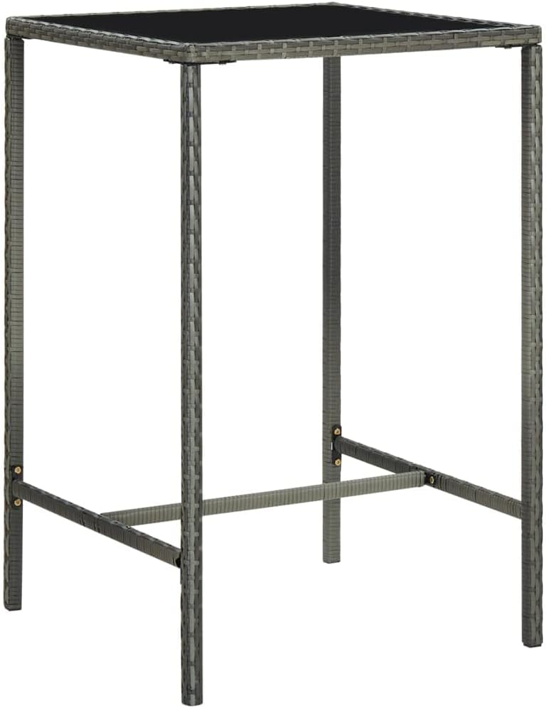 3 Piece Patio Bar Set,Afternoon Tea Suit,Conversation Furniture,Balcony Bar,Perfect for Patio, Garden, Porch,Family Room,Sitting Area, Poly Rattan Gray