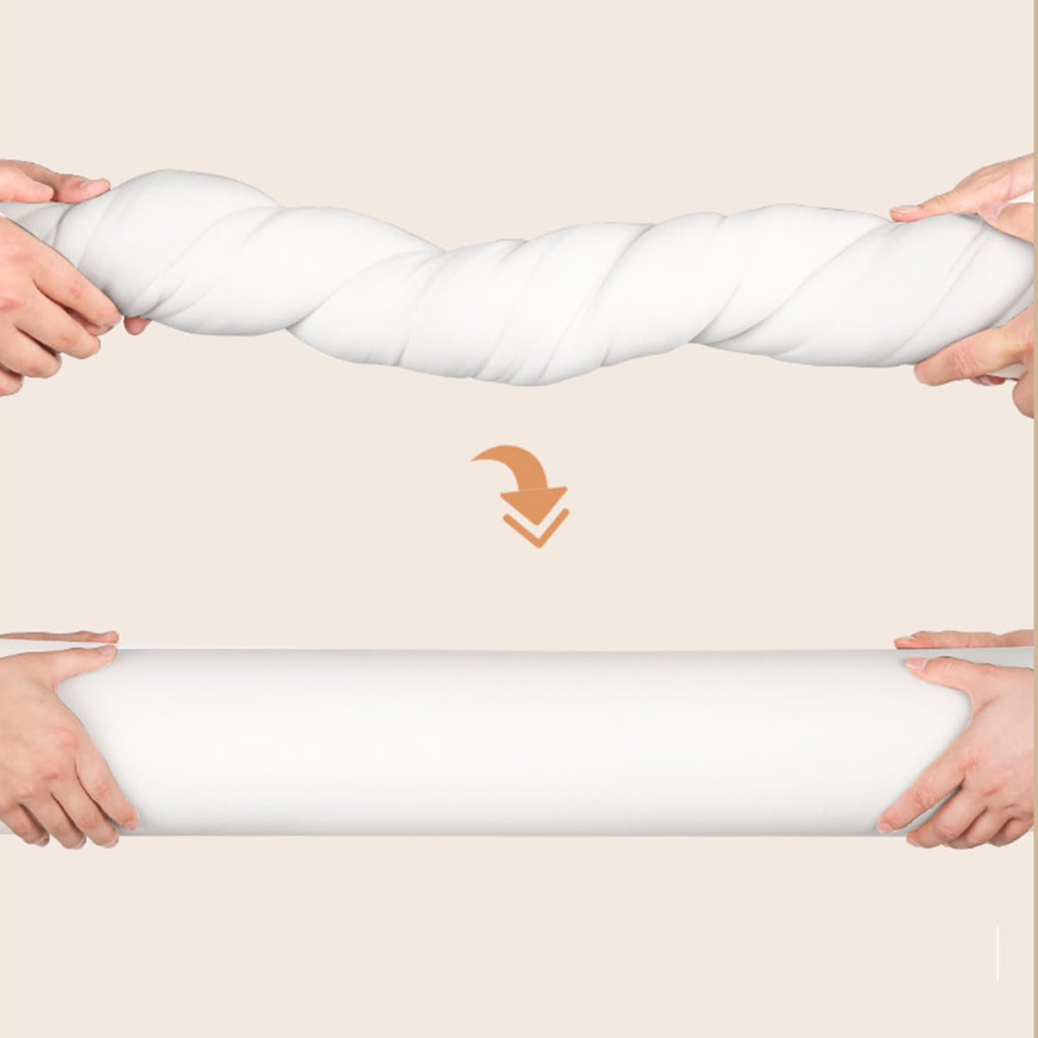 Cuscino cilindrico per bracciolo del divano, cuscino di supporto per bracciolo del divano, letto lungo, riempitivo per spazi vuoti, per materasso (15 x 15 x 50 cm, beige)
