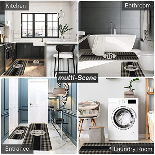 Artsocket Kitchen Rugs And Mats Non Skid Washable Set Of 2, Buffalo Plaid Black Kitchen Runner Rug, Knife And Fork Farmhouse Kitchen Floor Mat Under Sink Mat Throw Rug For Kitchen Doormat #TOP6