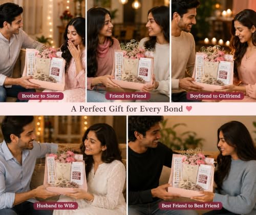 Image of Gift Hamper For Girl ,Sister, Girlfriend, Women, Wife | Rakshabandhan Gift For Sister | Birthday | Anniversary | Love Gifts | Pendant Necklace, Pearl Earrings, Stud Earrings Set, Hair Claw Clip, Mini Hair Clip, Scrunchie & Press On Nails |