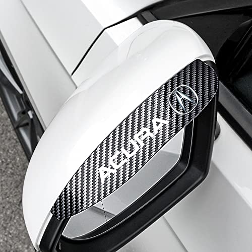 DEMILLO Car Rear View Mirror Sticker Rain Eyebrow 2 Pcs Car Rain Visor 6.5"X2.2"Silver Flexible Mirror Cover Rubber Carbon Fiber Rear View Mirror Visor Guard for Most Car Truck SUV and Ac