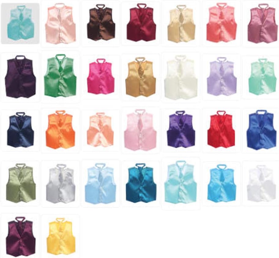 iGirlDress Boys SatinVest and Pretied Zipper Necktie Set USA Multiple Colors 2-16