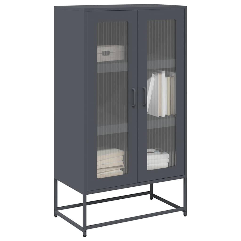 Antracytowa szafka Highboard, 68 x 39 x 123 cm, stal walcowana na zimno, z 6 półkami i 2 drzwiami, idealna do sypialni, salonu, biura, wszechstronne miejsce do przechowywania