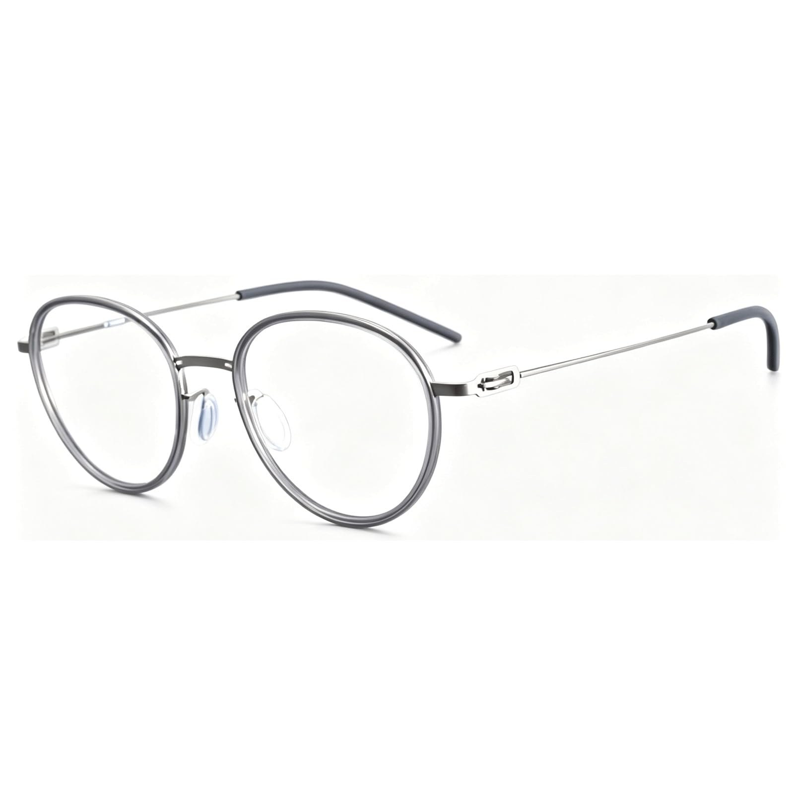 Vielseitige Brillengestelle, schraubenlose Brillen for den Computer, Acetat-Brillen ohne Sehstärke, Unisex, einfaches reines Titan(Grey)