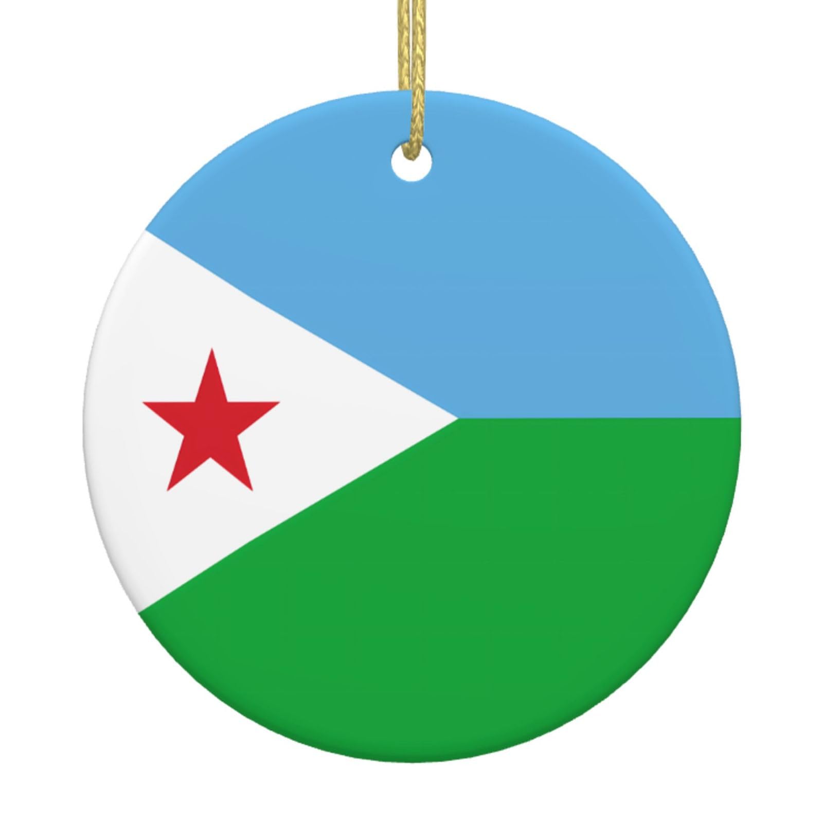 Flag of Djibouti Printed Christmas Tree Ceramic Ornaments Holiday Decoration Christmas Unique Pendant for Christmas Party